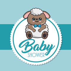 baby shower card with sheep vector illustration design
