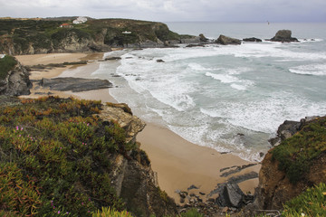 Sandy bay on the Atlantic Ocean in Portugal