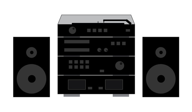 Stereo alta fedelt&agrave; con cd, cassette, giradischi e casse altoparlanti