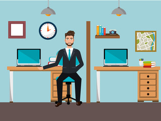 businessman working in the office vector illustration design