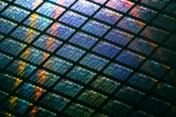Fotobehang Detail of Silicon Wafer Containing Microchips © Forance