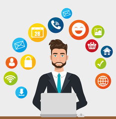 businessman working in the office vector illustration design