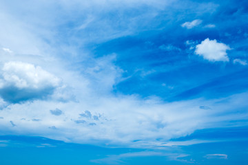 Fototapeta na wymiar Blue sky background with tiny clouds