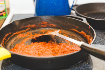 Cooking in Skillet with Spatula