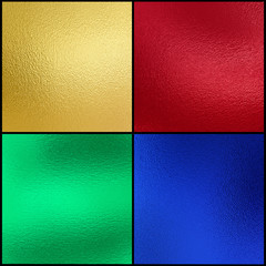 Fototapeta premium Set of colorful metal foil texture background