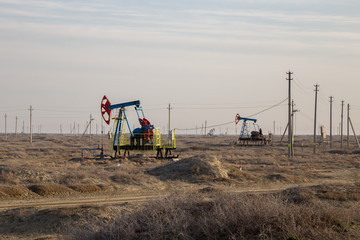 Fototapeta na wymiar Oil field in western Kazakhstan 