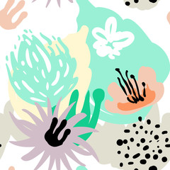 Vector stylized seamless pattern background hand-drawn illustration. Simple shape, bright pattern.