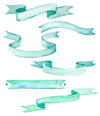 Set of ribbons, watercolor illustration