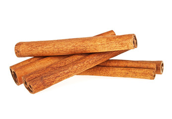 Cinnamon sticks spice isolated on white background, closeup