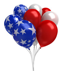 Red, white, and blue balloons isolated on white