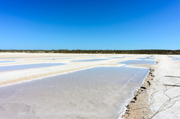 Salt ponds in the desert of the Baja peninsula 