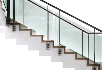 Modern staircase with glass panels