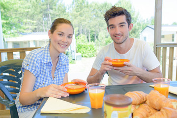 Fototapeta na wymiar healthy breakfast on the terrace