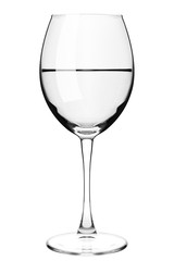 the glass with water on a white background isolated