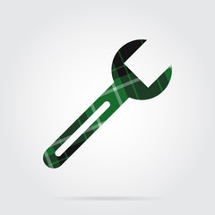 green, black tartan isolated icon - spanner