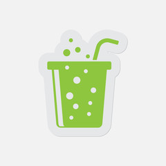 simple green icon - carbonated drink and straw