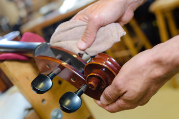 Musical instrument being polished