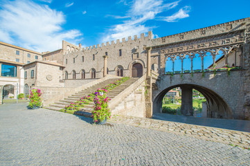 Viterbo, Italy - A sunday morning in the medieval city of the Lazio region, district named San Pellegrino - obrazy, fototapety, plakaty