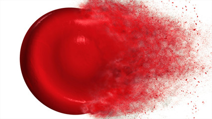 Destroying red blood cell on white background 3d illustration