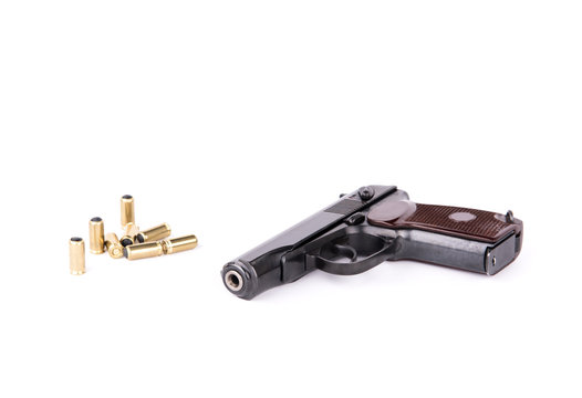 Makarov pistol legally modifaid to travmatic pistol, isolated