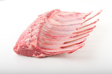 isolated raw lamb meat