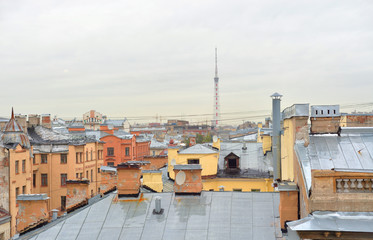 Fototapeta premium View of the center of St. Petersburg from the roof.