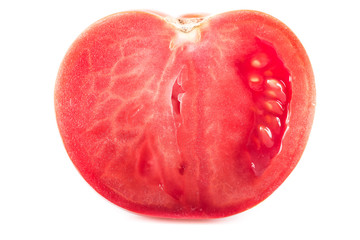 Half tomato with white background
