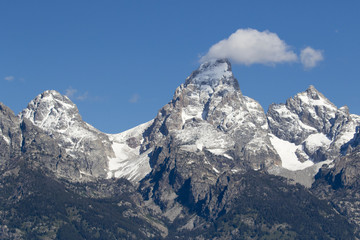 Grand Teton, Mount Owen and glaciers in the valleys