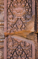 Relief Detail in Banteay Srei Temple in Cambodia