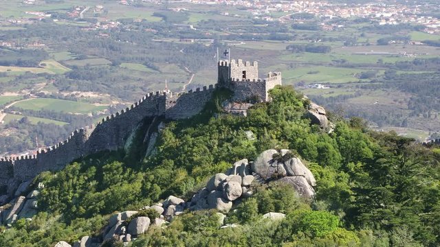 Panoramic view of Moorish castle in the municipality of Sintra, Portugal
