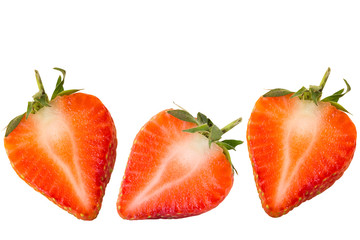 Strawberry cut in half of isolated