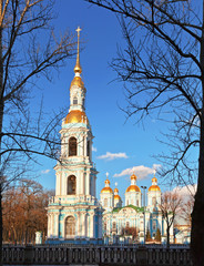 St. Petersburg. Belfry of the St. Nicholas Naval Cathedral on a spring evening (Nikolskiy Morskoy Sobor)