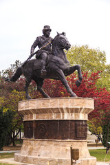 Bronze sculpture of Pitu Guli at Zena Park, Skopje, Macedonia