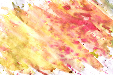 Obraz na płótnie Canvas Colorful yellow orange and red watercolor background for wallpaper. Aquarelle bright color illustration