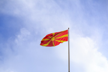 Macedonian flag waving in the sky