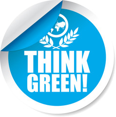 Think green! blue Label, Sticker, Tag, Sign And Icon Banner Business Concept, Design Modern.