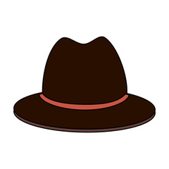 colorful silhouette front view brown hat with bow lace vector illustration