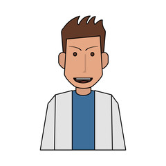 colorful silhouette half body caricature doctor male smiling vector illustration