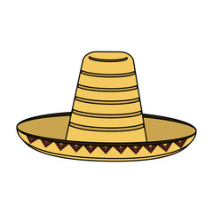 colorful silhouette mexican hat accesory costume vector illustration