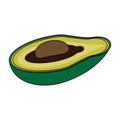 colorful silhouette slice avocado fruit food vector illustration
