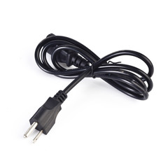 Black power cable with plug and socket isolated on white