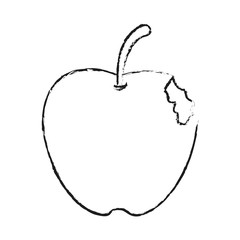 blurred silhouette bitten apple fruit vector illustration