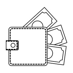 wallet with money bills icon over white background. vector illustration