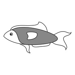 sketch color silhouette fish aquatic animal vector illustration
