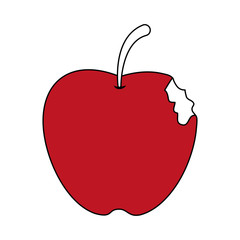 sketch color silhouette bitten apple fruit vector illustration