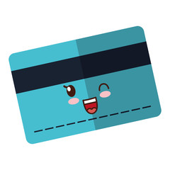 kawaii credit card icon over white background. vector illustration