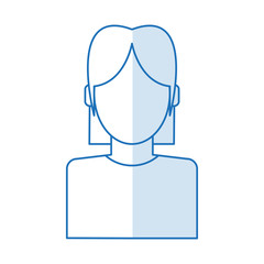 blue silhouette shading faceless half body woman with t-shirt vector illustration