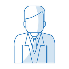 blue silhouette shading half body faceless man with executive suit vector illustration