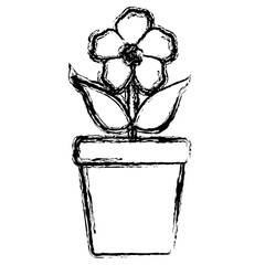 flower in a pot icon over white background. vector illustration