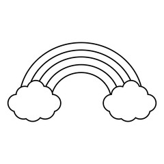 rainbow and clouds icon over white background. vector illustration
